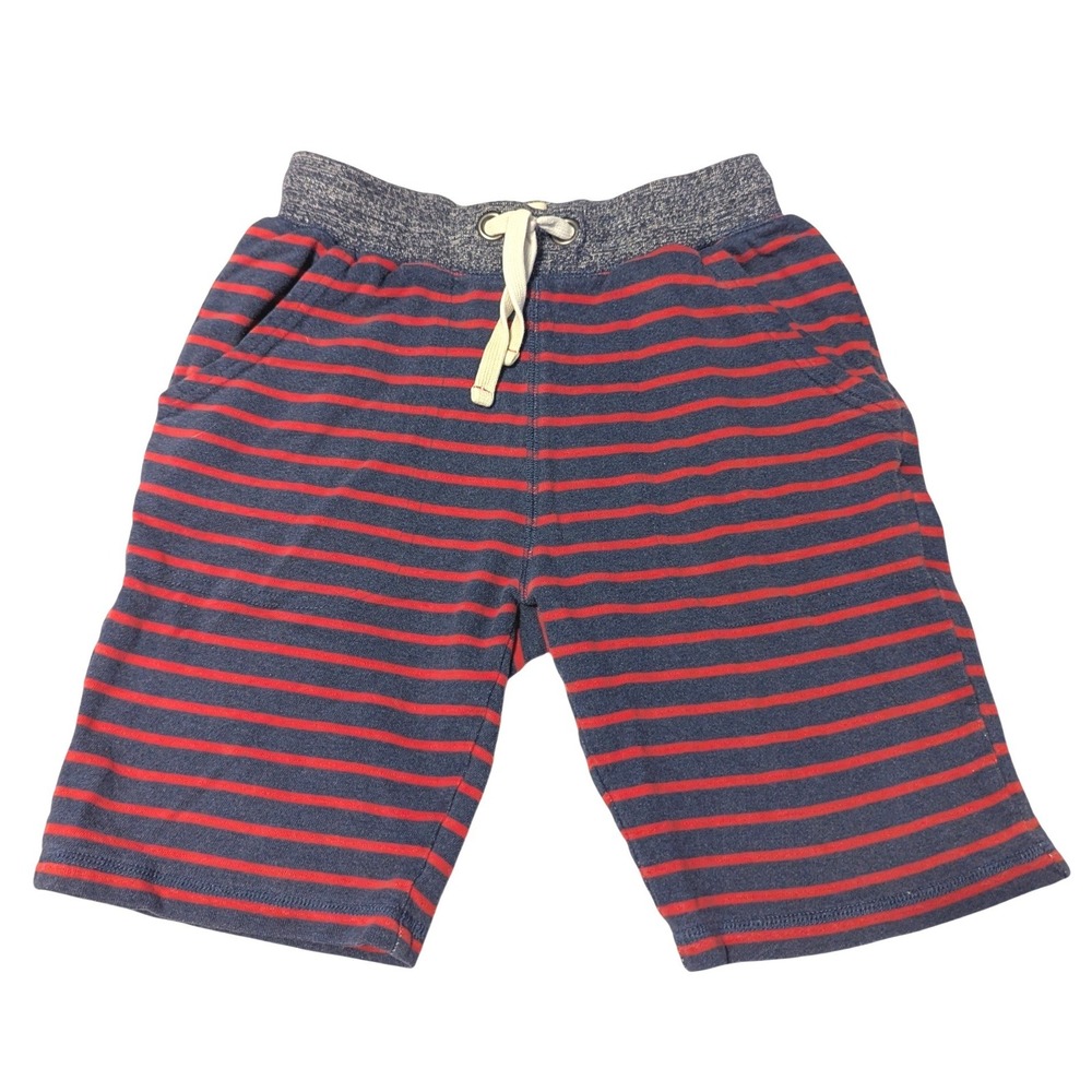 Boden Boys 11Y Essential Sweatshorts Navy Red Striped Knit Jersey Shorts Elastic